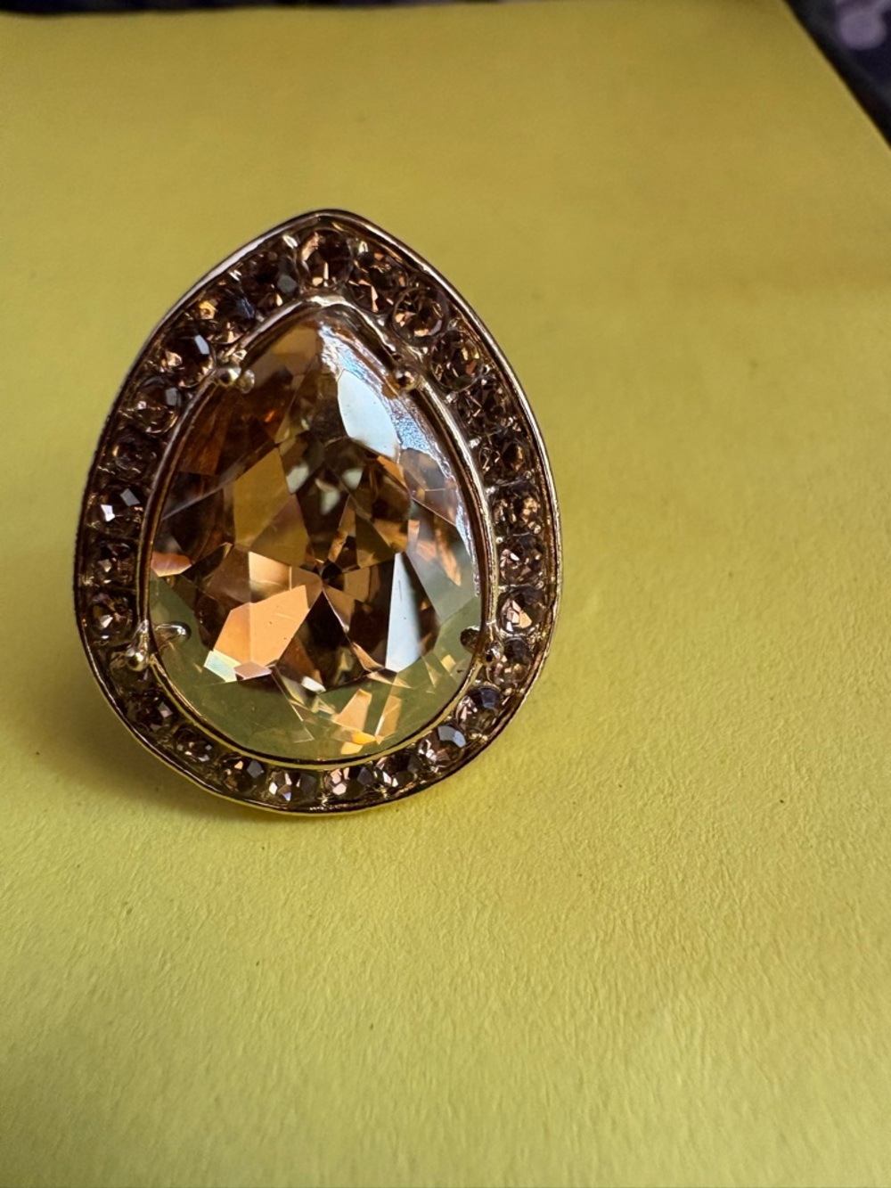 Gold-Tone Teardrop Crystal Ring - Women Jewelry